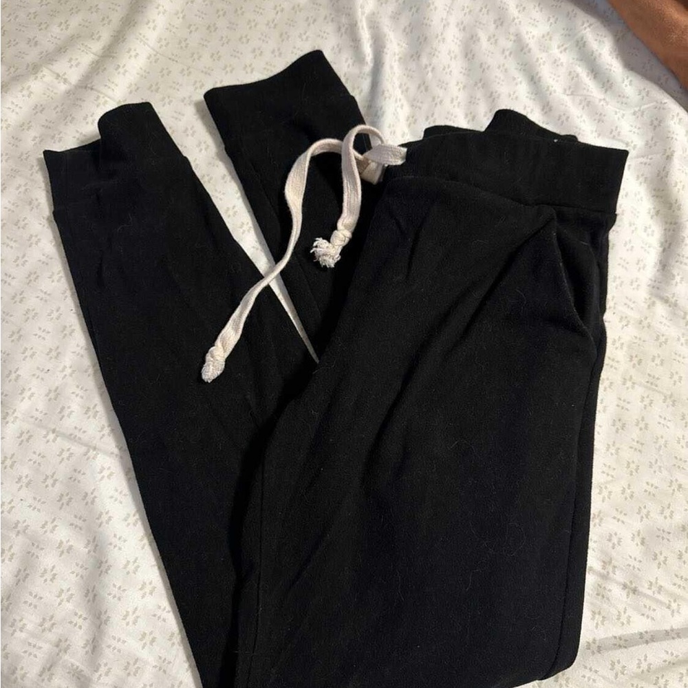 Ampersand Black Track Pants with Tapered Leg and Elastic Waistband